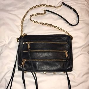 Rebecca Minkoff ‘5-zip’ black leather crossbody
